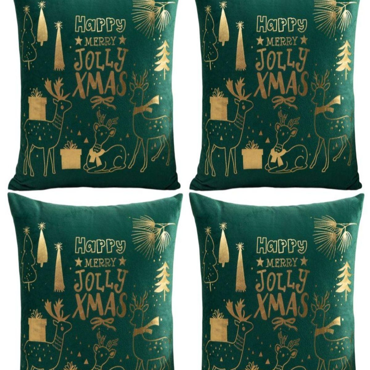 GENERICO - Pack 4 Funda Cojín de navidad detalles dorado 45x45cm 15nc1