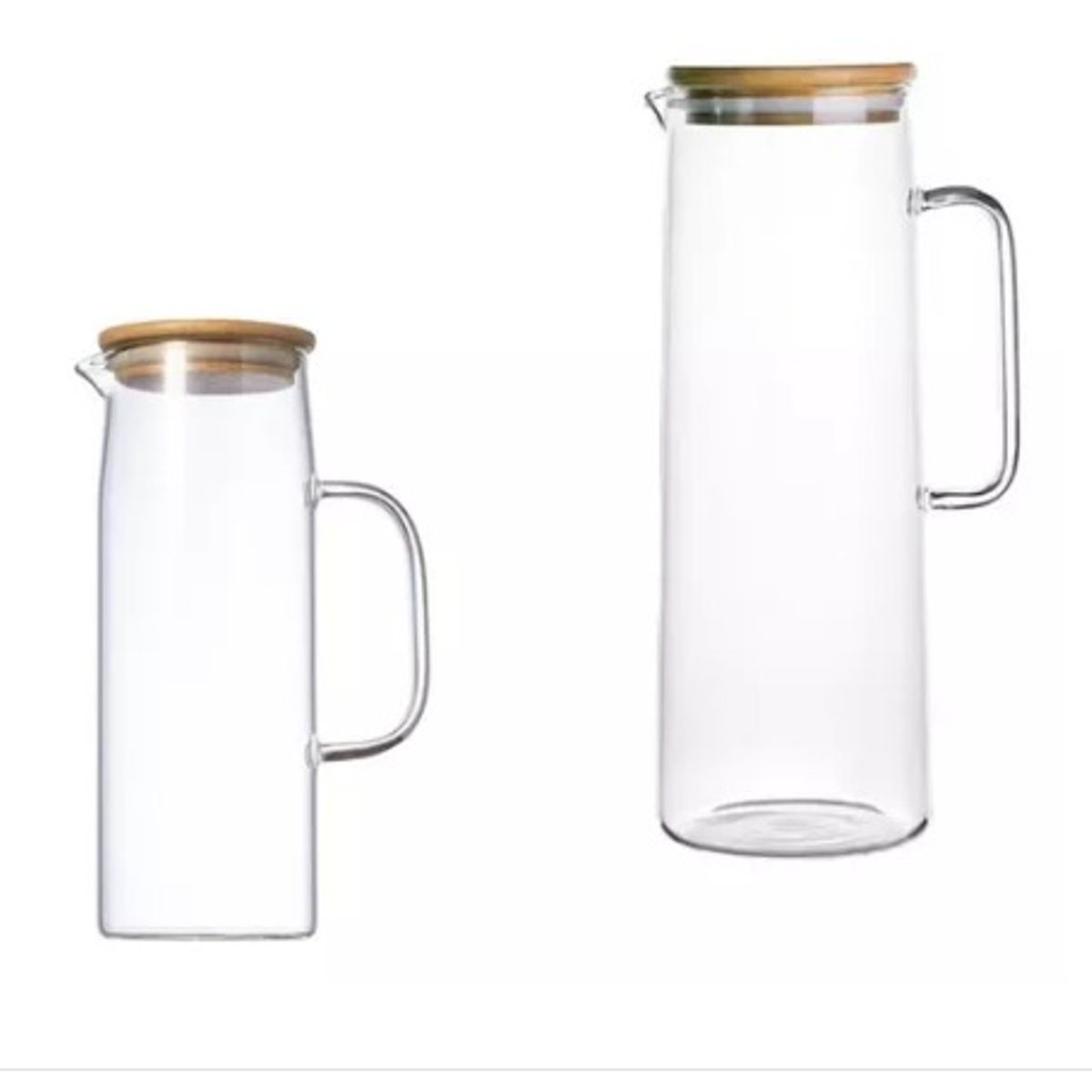 GENERICO - Set 2 Jarras De Vidrio 1100/1400  Tapa Bambú Caliente/frio