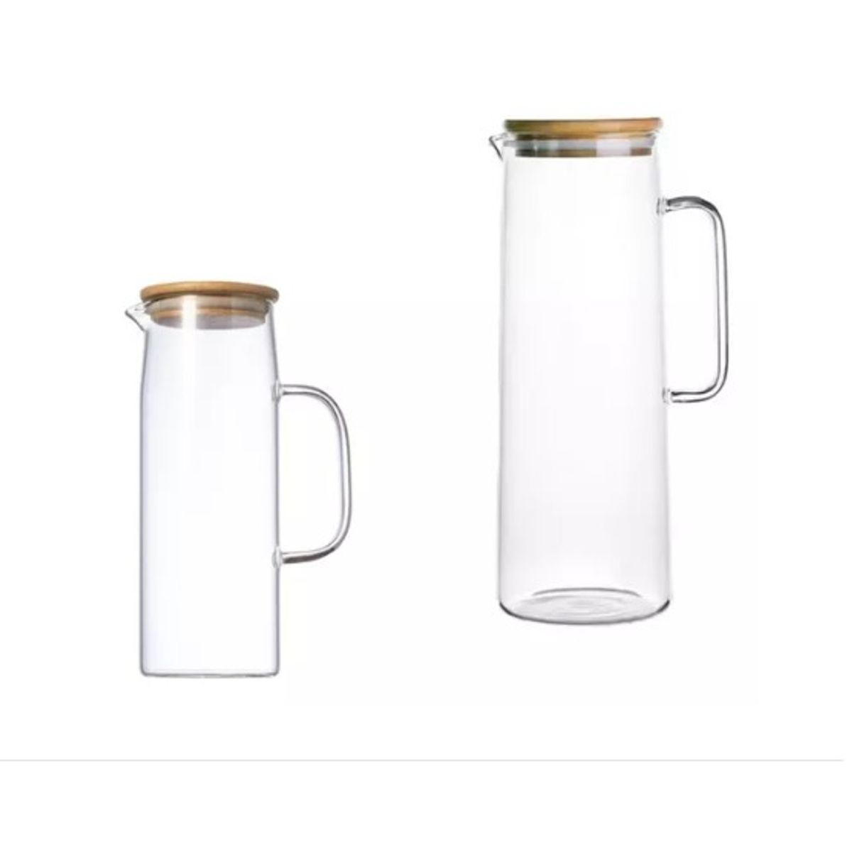 GENERICO - Set 2 Jarras De Vidrio 1100/1400  Tapa Bambú Caliente/frio