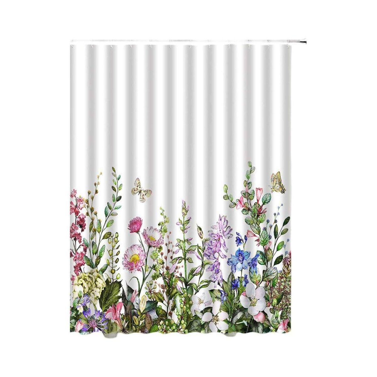 GENERICO - CORTINA DE BAÑO IMPERMEABLE MÁS FORRO DE DUCHA DISEÑO FLORES 180x180 cm