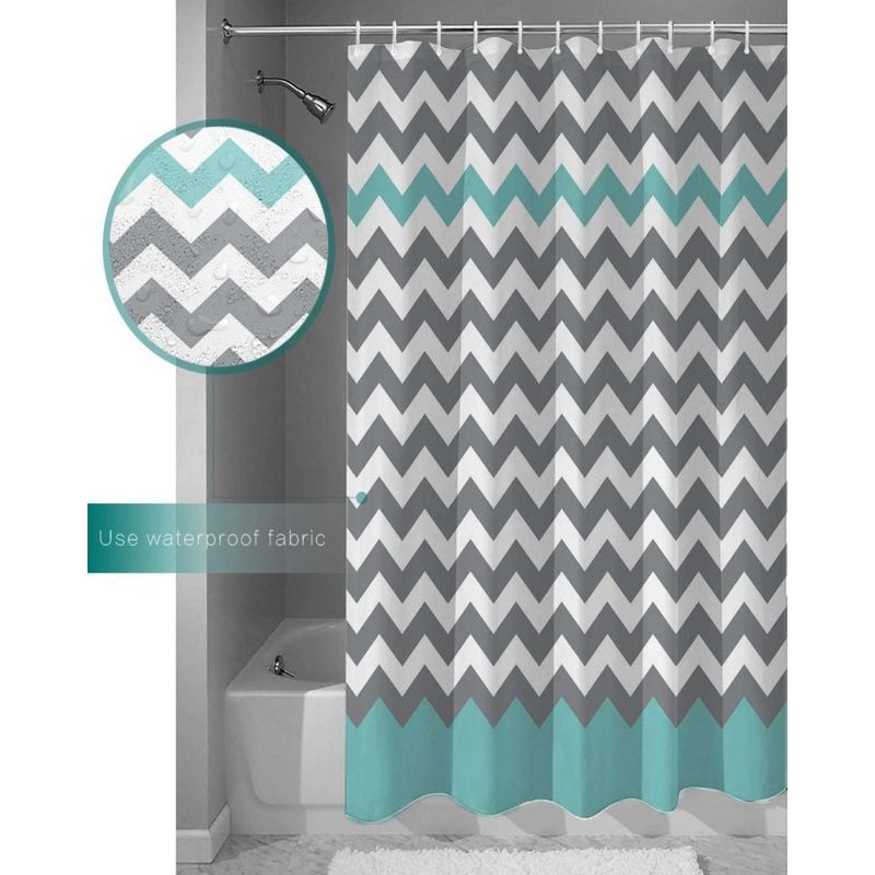 GENERICO - CORTINA DE BAÑO IMPERMEABLE MÁS FORRO DE DUCHA DISEÑO RAYAS 180x180 cm