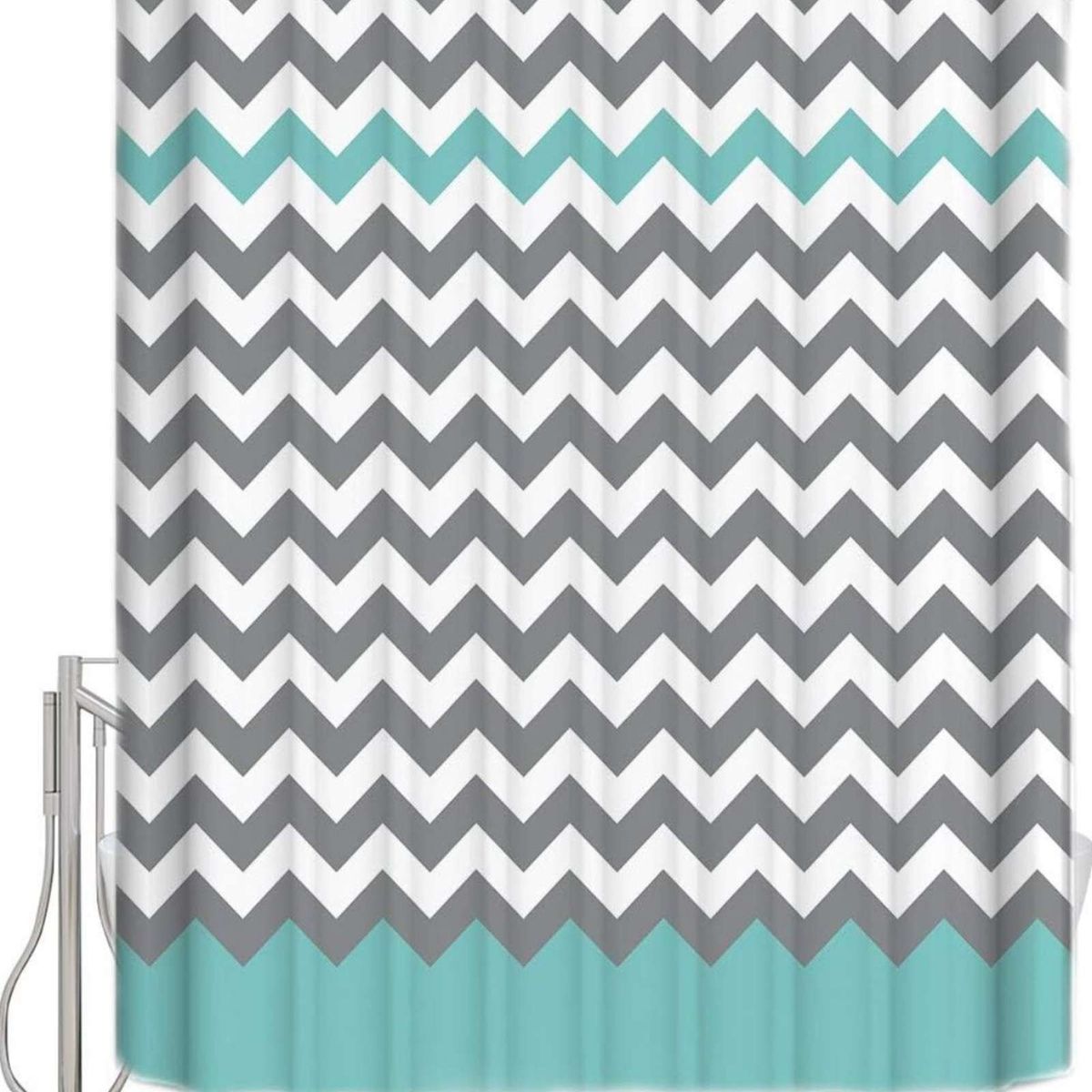 GENERICO - CORTINA DE BAÑO IMPERMEABLE MÁS FORRO DE DUCHA DISEÑO RAYAS 180x180 cm