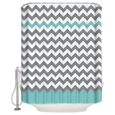 Imagen 2 del producto CORTINA DE BAÑO IMPERMEABLE MÁS FORRO DE DUCHA DISEÑO RAYAS 180x180 cm