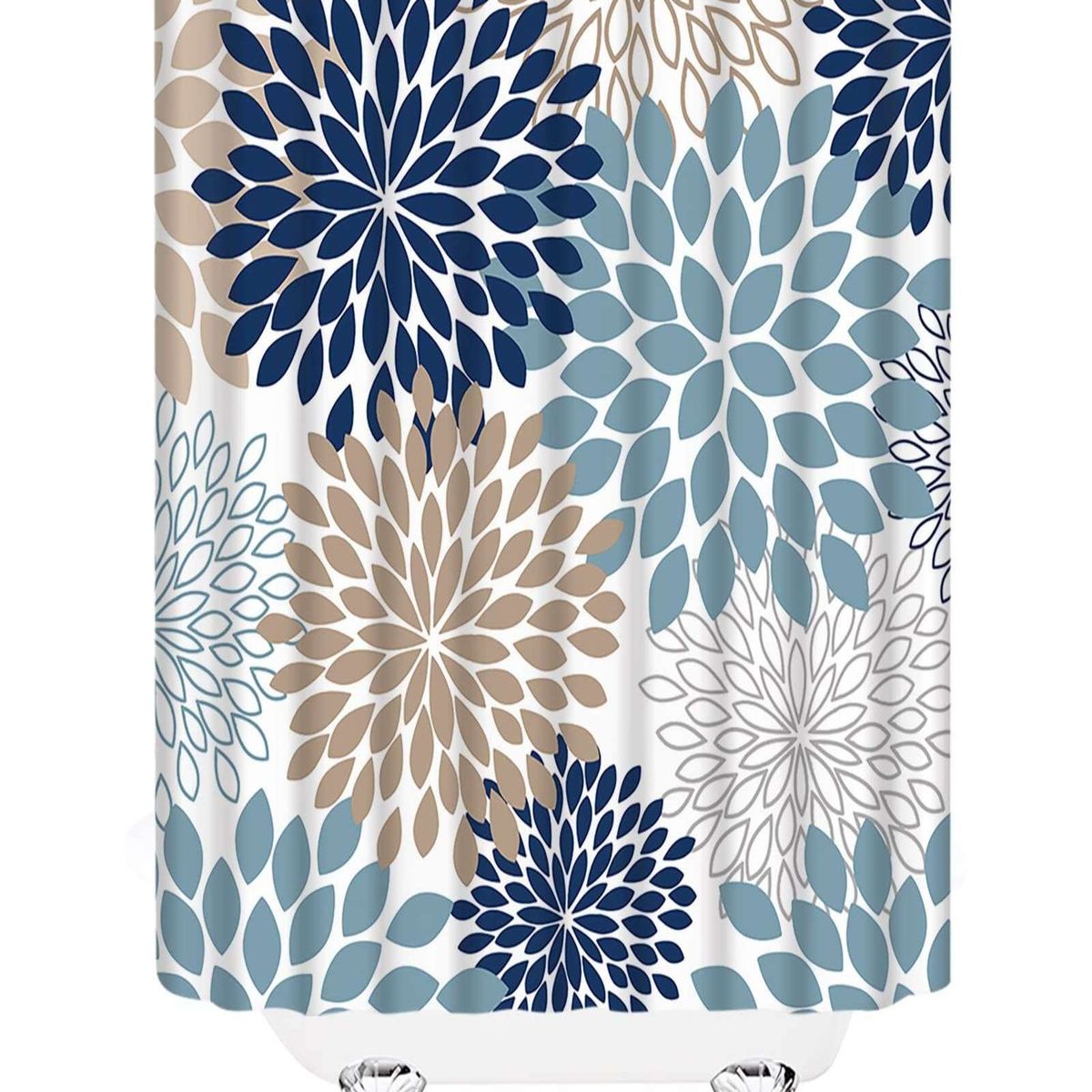 GENERICO - CORTINA DE BAÑO IMPERMEABLE MÁS FORRO DE DUCHA DISEÑO FLORES 180x180 cm