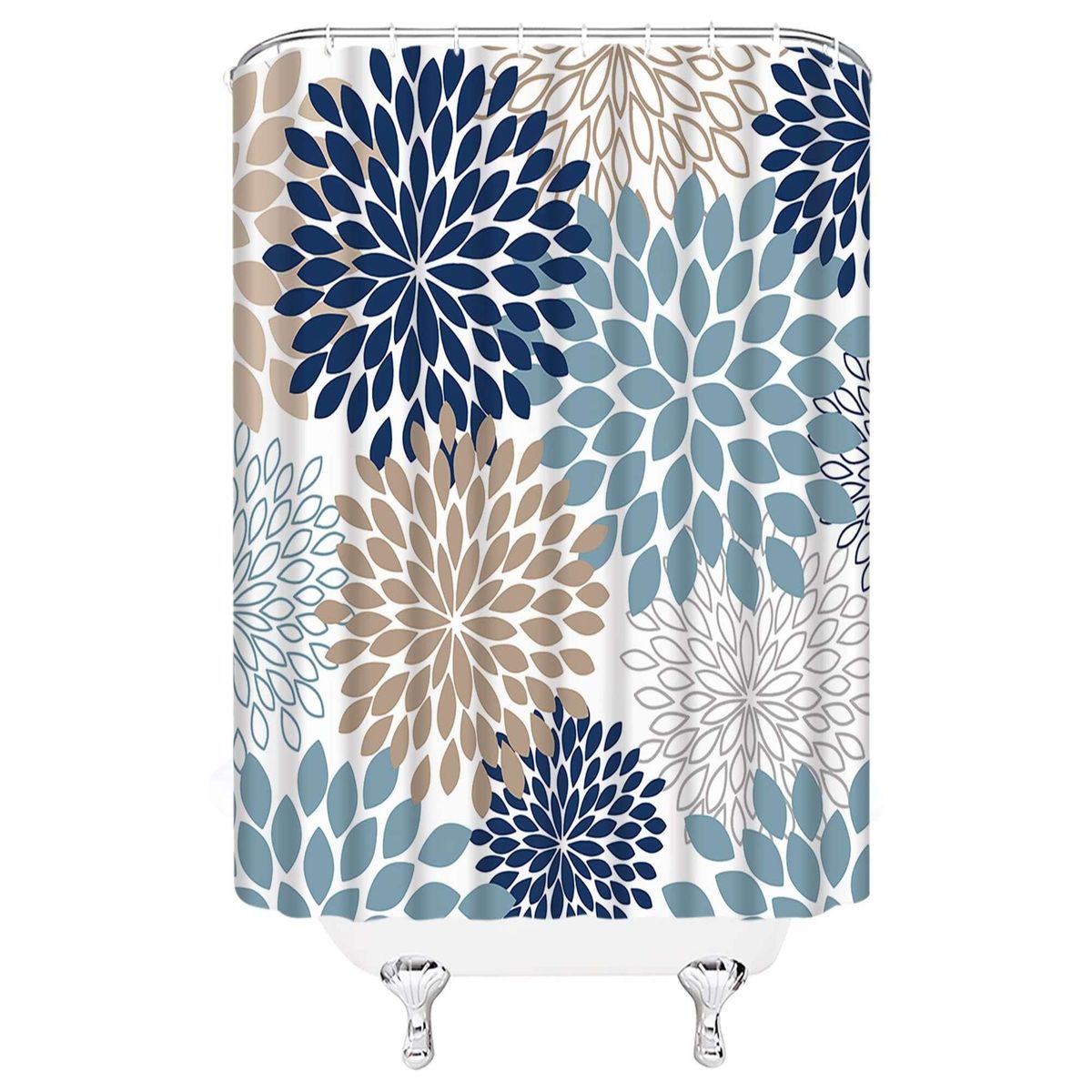 GENERICO - CORTINA DE BAÑO IMPERMEABLE MÁS FORRO DE DUCHA DISEÑO FLORES 180x180 cm