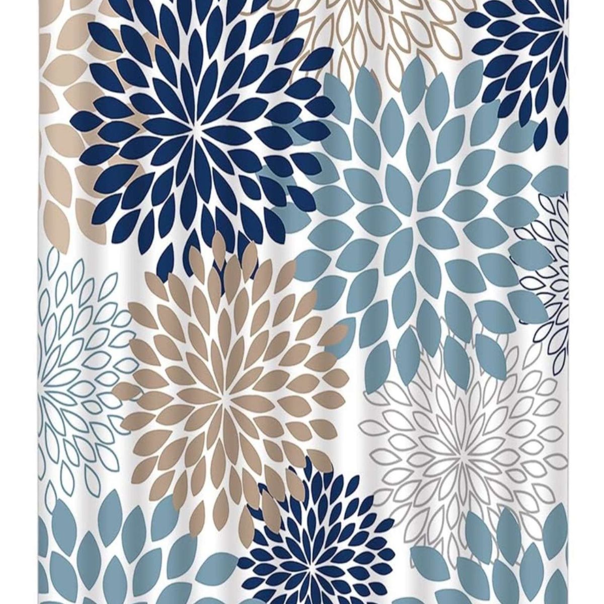 GENERICO - CORTINA DE BAÑO IMPERMEABLE MÁS FORRO DE DUCHA DISEÑO FLORES 180x180 cm