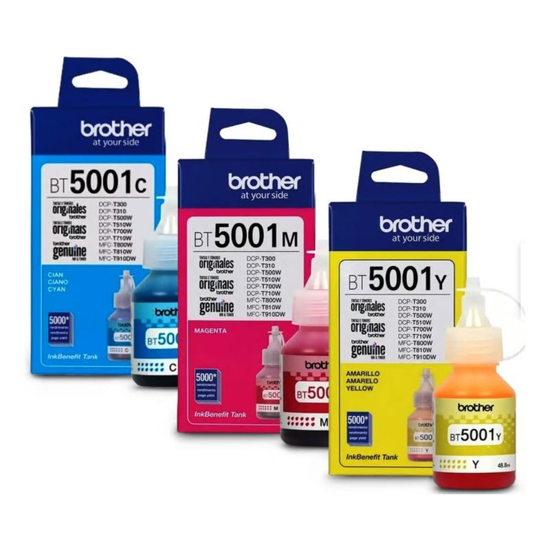 BROTHER - Botellas de Tintas Brother BT5001 M/C/Y Original Pack