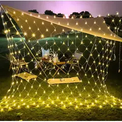 GENERICO - Luz Malla Cascada Led Solar 3 x 3 Navideña