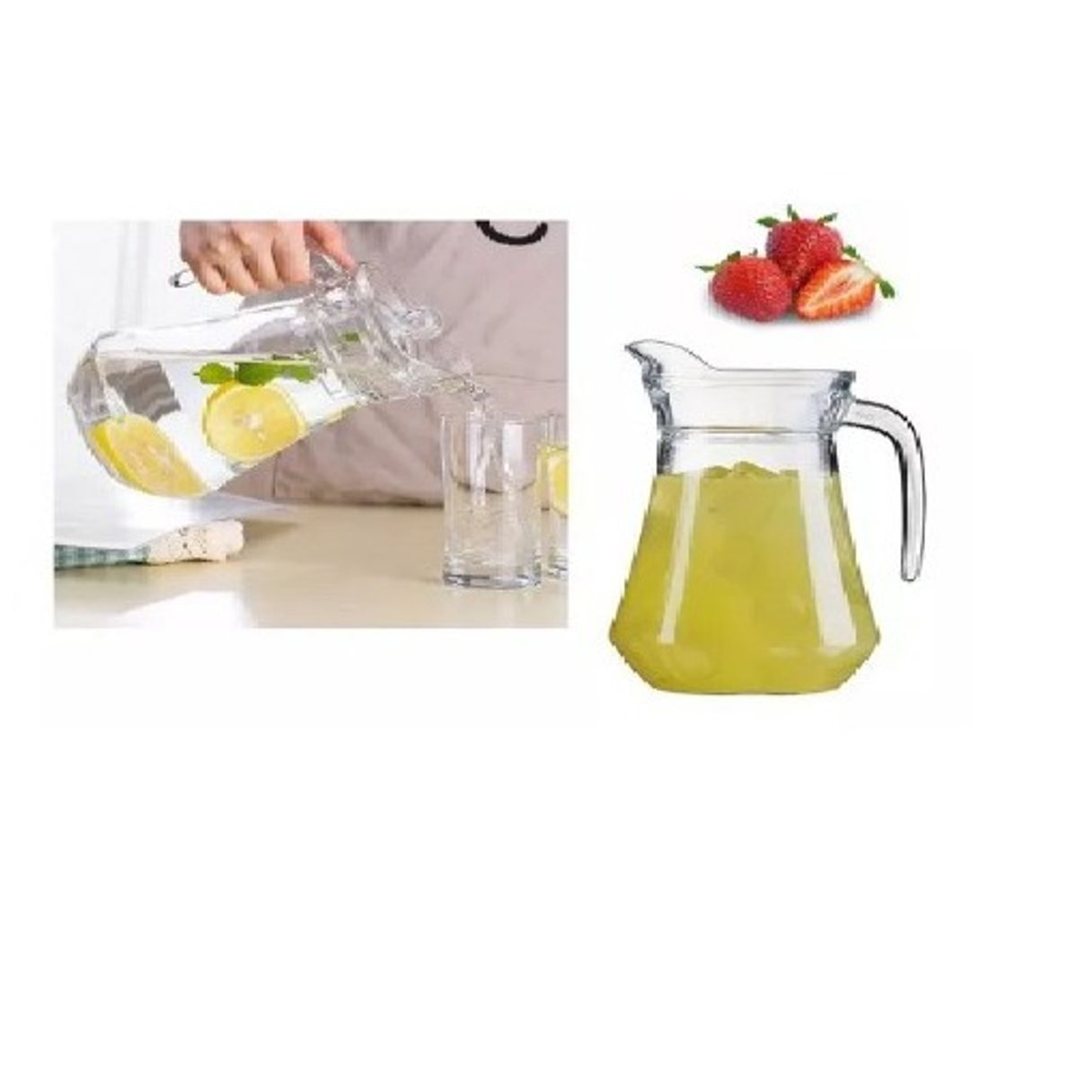 GENERICO - Jarra De Vidrio Con Tapa De 1.400 Ml 23cm X 16cm Transparente