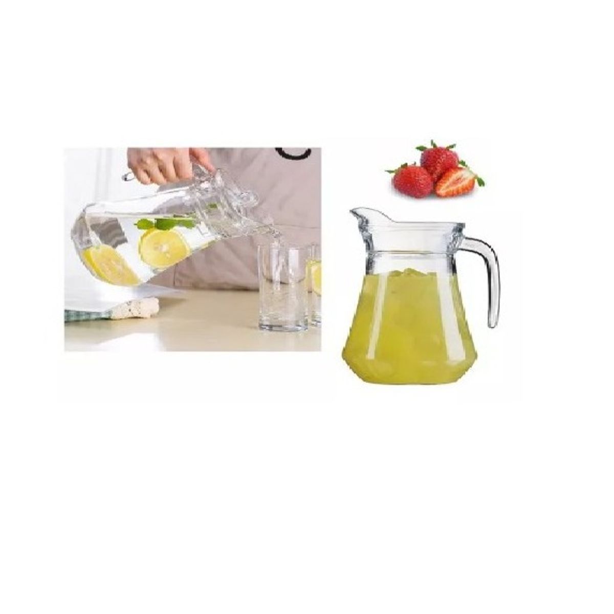 GENERICO - Jarra De Vidrio Con Tapa De 1.400 Ml 23cm X 16cm Transparente