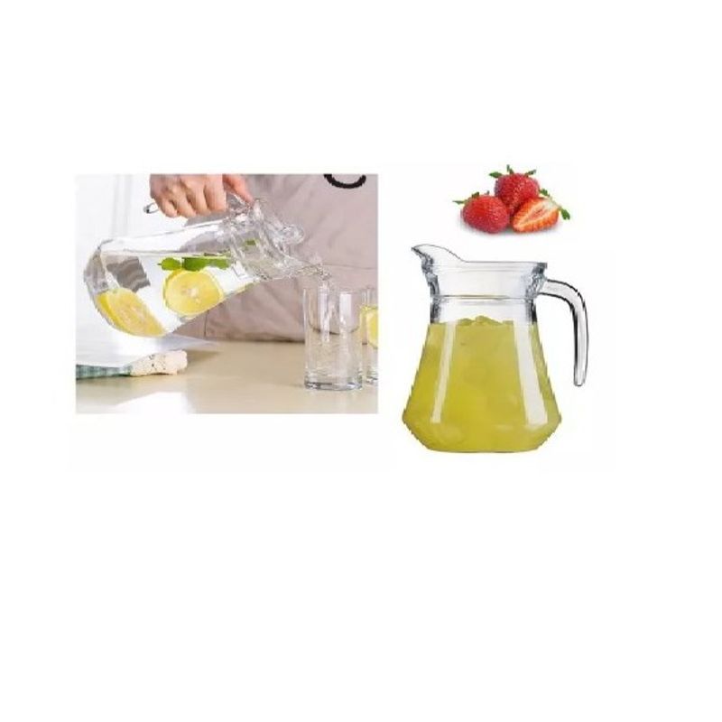 GENERICO - Jarra De Vidrio Con Tapa De 1.400 Ml 23cm X 16cm Transparente