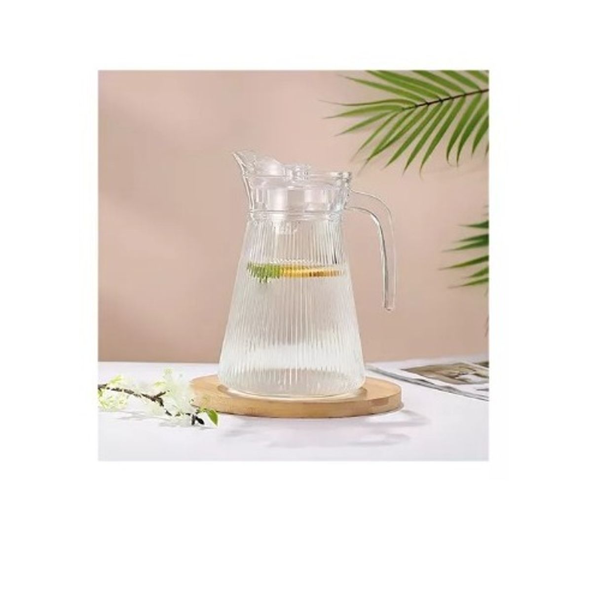 GENERICO - Jarra De Vidrio Con Tapa De 1.400 Ml 23cm X 16cm Transparente