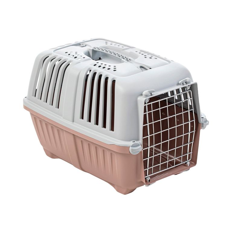Jaula Transporte Mascotas Pratiko Metal 2 Rosa Opaco