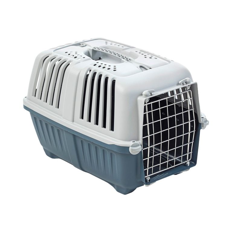 Jaula Transporte Mascotas Pratiko Metal 1 Azul Opaco