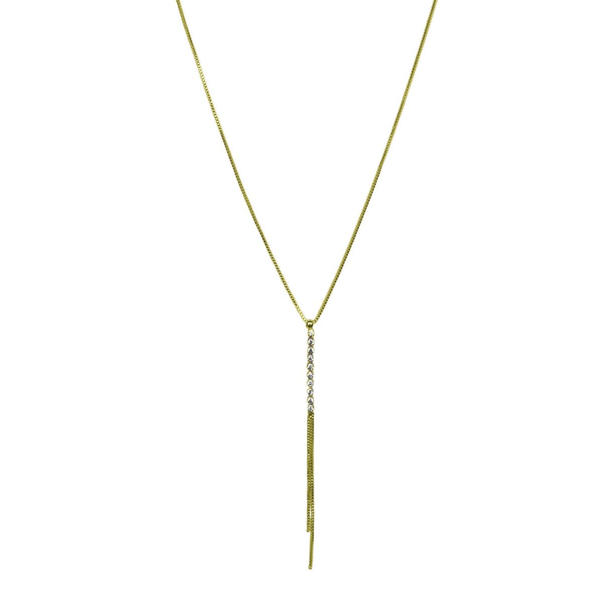 COGGIOLA - Collar Corbatero Barra Circón Blanco Colgante Enchapado Oro 18K
