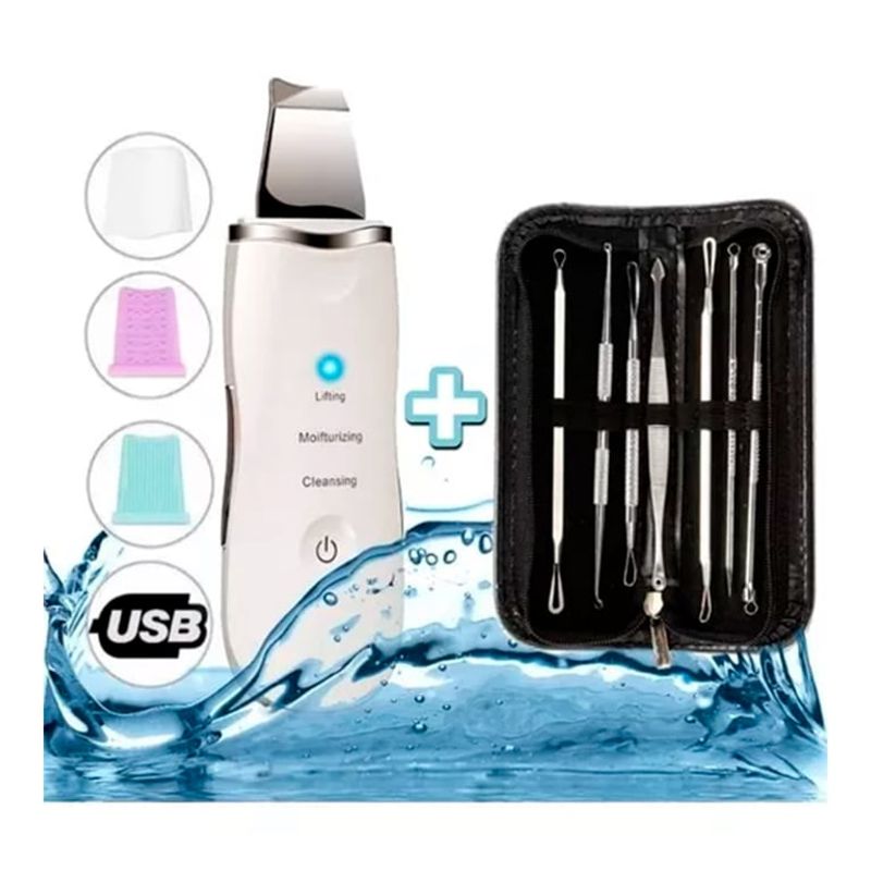 GENERICO - Set Limpieza Facial Peeling Ultrasonico Facial + Set 7 Extractor Punto