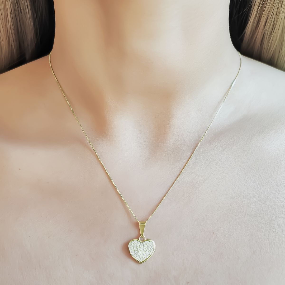 COGGIOLA - Collar Corazón Circón Blanco Enchapado Oro 18K