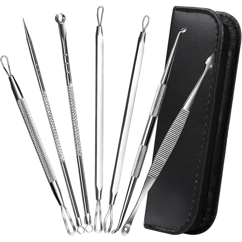 GENERICO - Set 7 Piezas Extractor Puntos Negros Saca Comedones Con Estuche