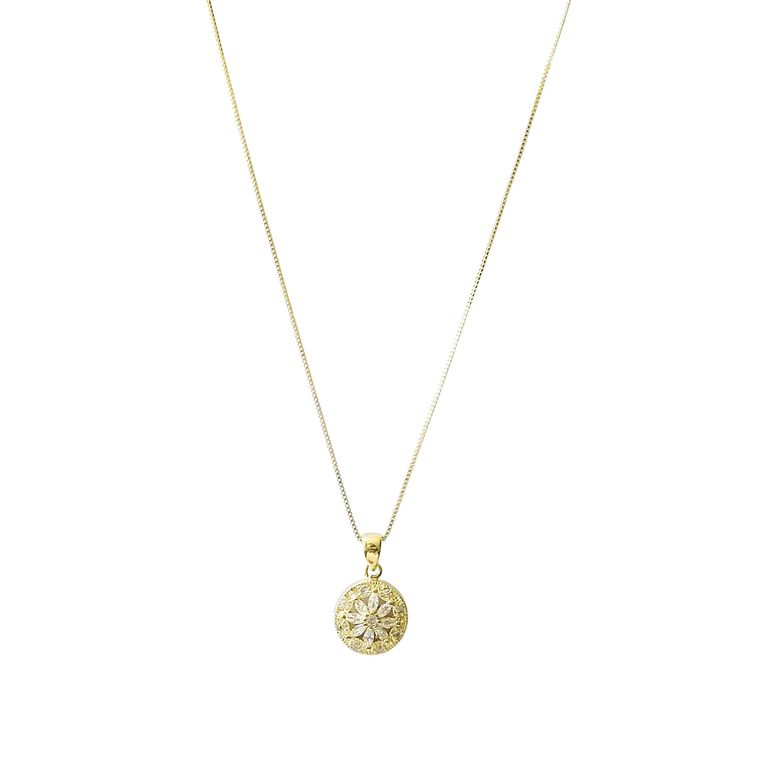 Collar Margarita Circon Enchapado Oro 18K Dorado TALLA UNICA