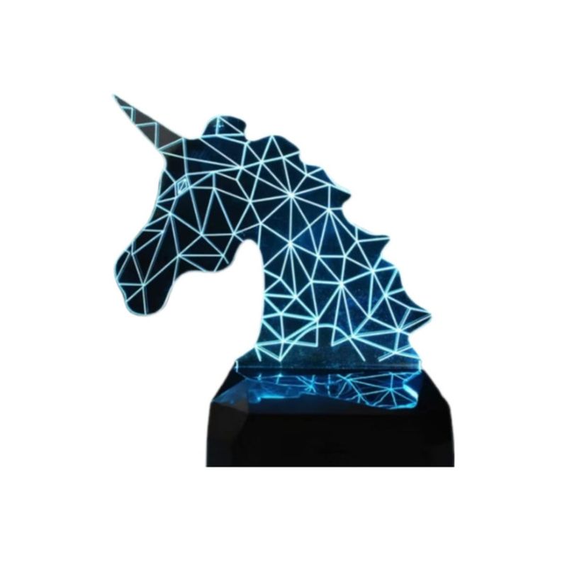 GENERICO - Lampara ilusión 3D Cabeza de unicornio De 7 Colores