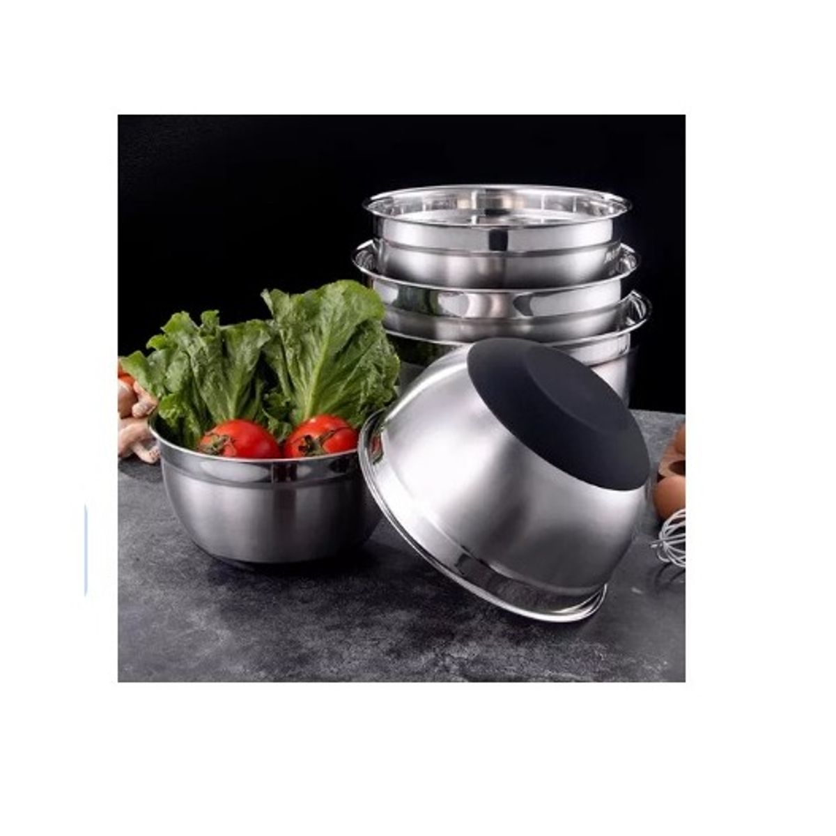 GENERICO - Set 3 Bowls Con Tapa Acero Inoxidable Color Blanco