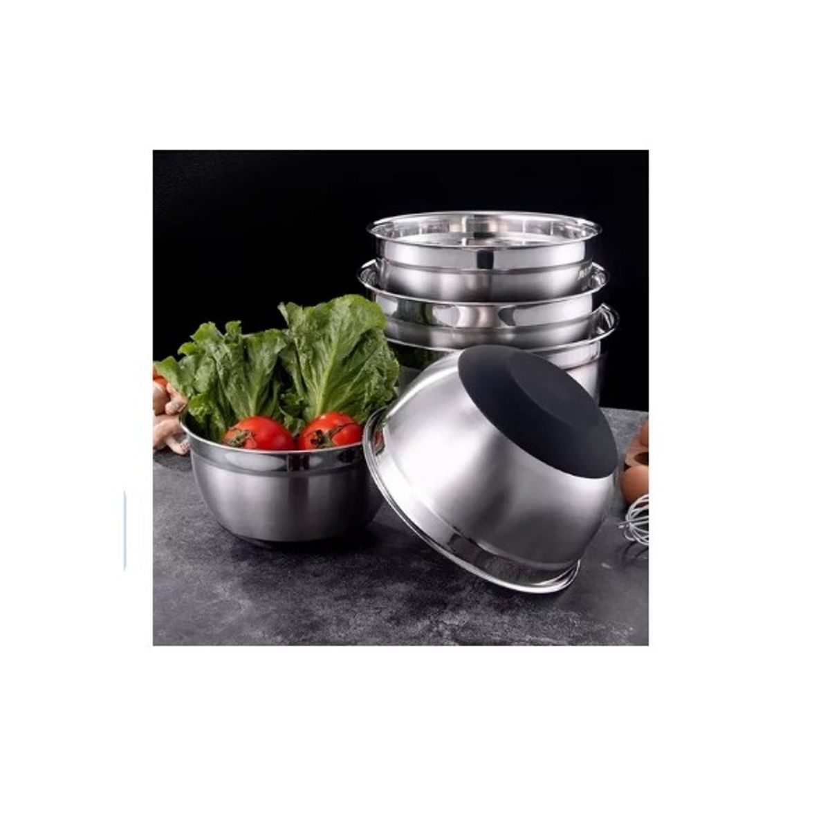 GENERICO - Set 3 Bowls Con Tapa Acero Inoxidable Color Blanco