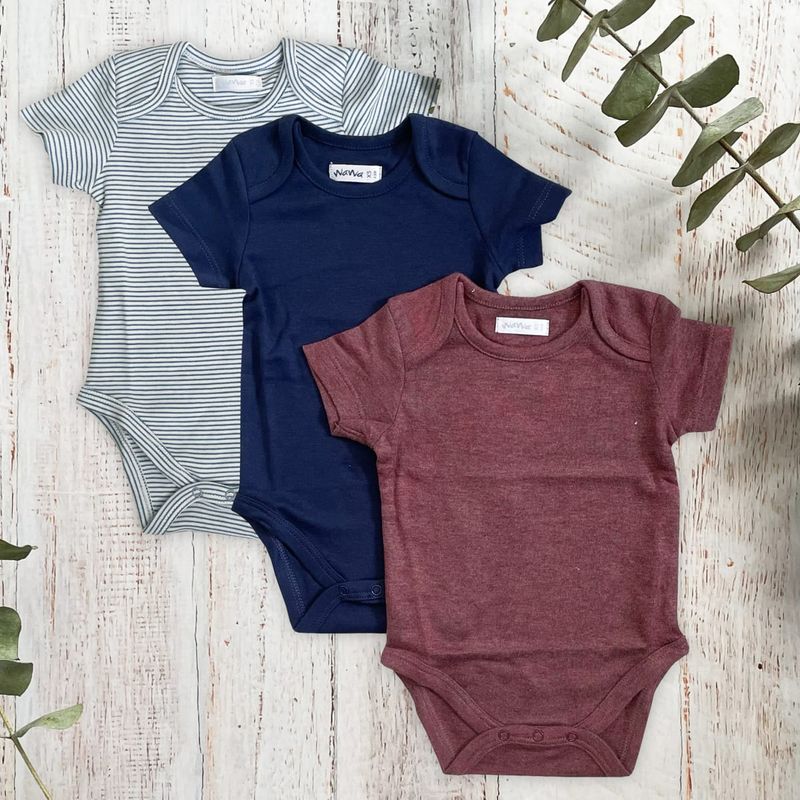 WAWABABY - Pack 3 bodys manga corta niño Algodón Pima Wawa