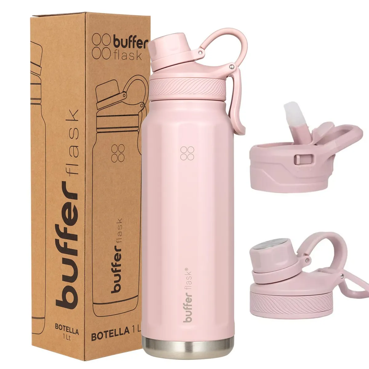 BUFFER FLASK - Termo Botella Agua Termica Acero Inox Buffer 1lt - Salmon