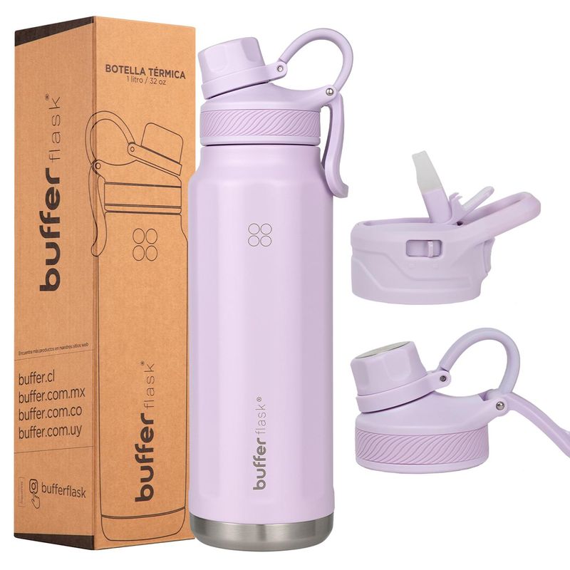 BUFFER FLASK - Termo Botella Agua Termica Acero Inox Buffer 1lt - Lila
