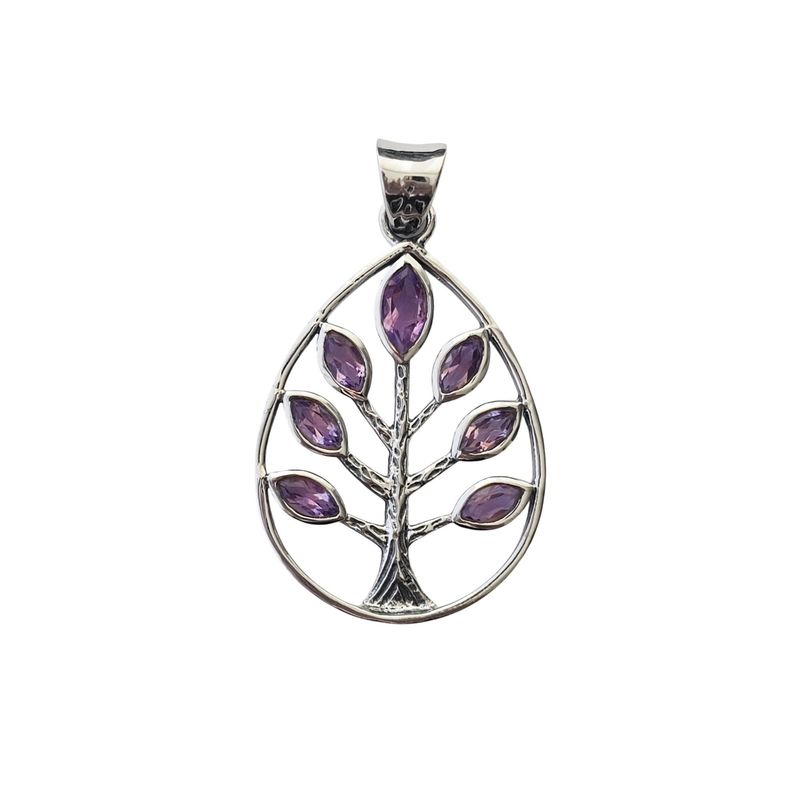 ANDREA COGGIOLA JOYAS - Colgante Árbol De La Vida Amatista Plata Fina 925