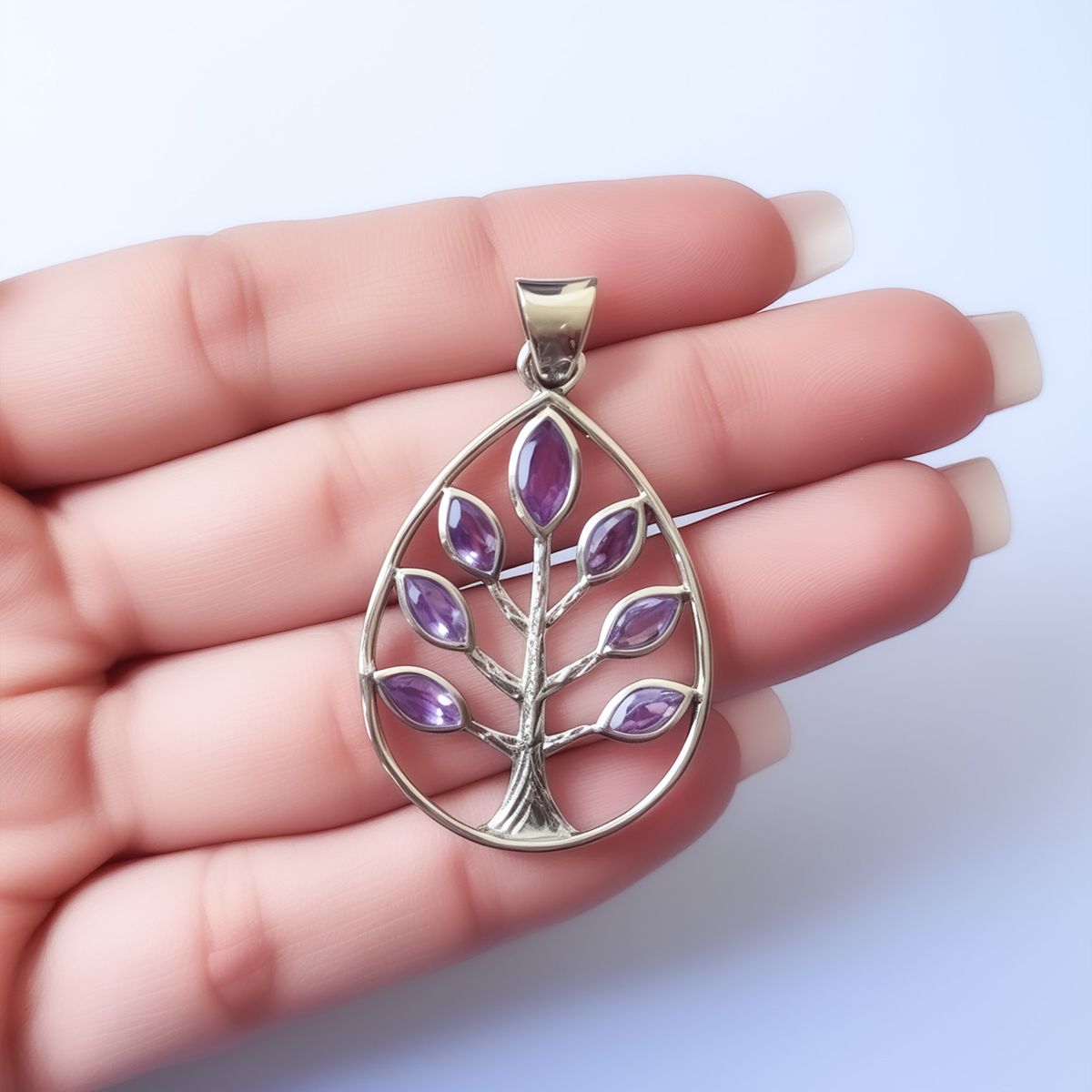 COGGIOLA - Colgante Árbol De La Vida Amatista Plata Fina 925