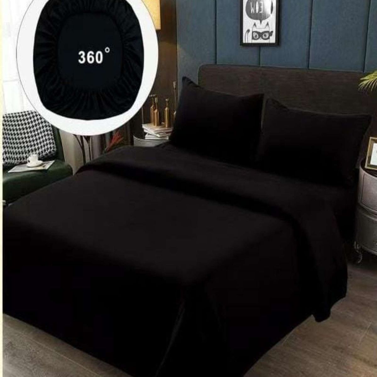 GENERICO - SABANAS 2OO HILOS PLAZA Y MEDIA NEGRO