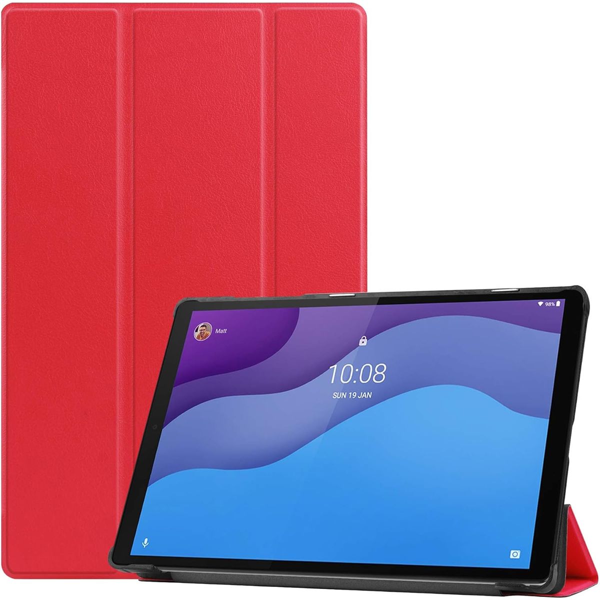 GENERICO - Funda Inteligente compatible con Lenovo Tab M10 HD 2da Gen Rojo