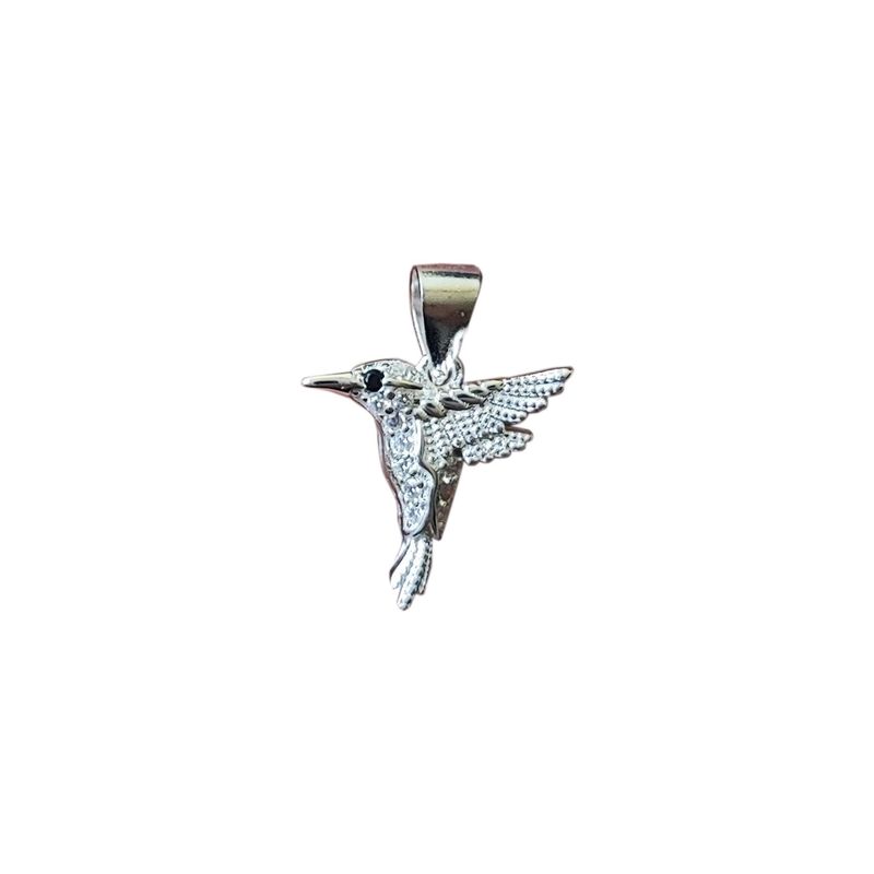 ANDREA COGGIOLA JOYAS - Colgante Colibrí Circón Blanco Plata Fina 925