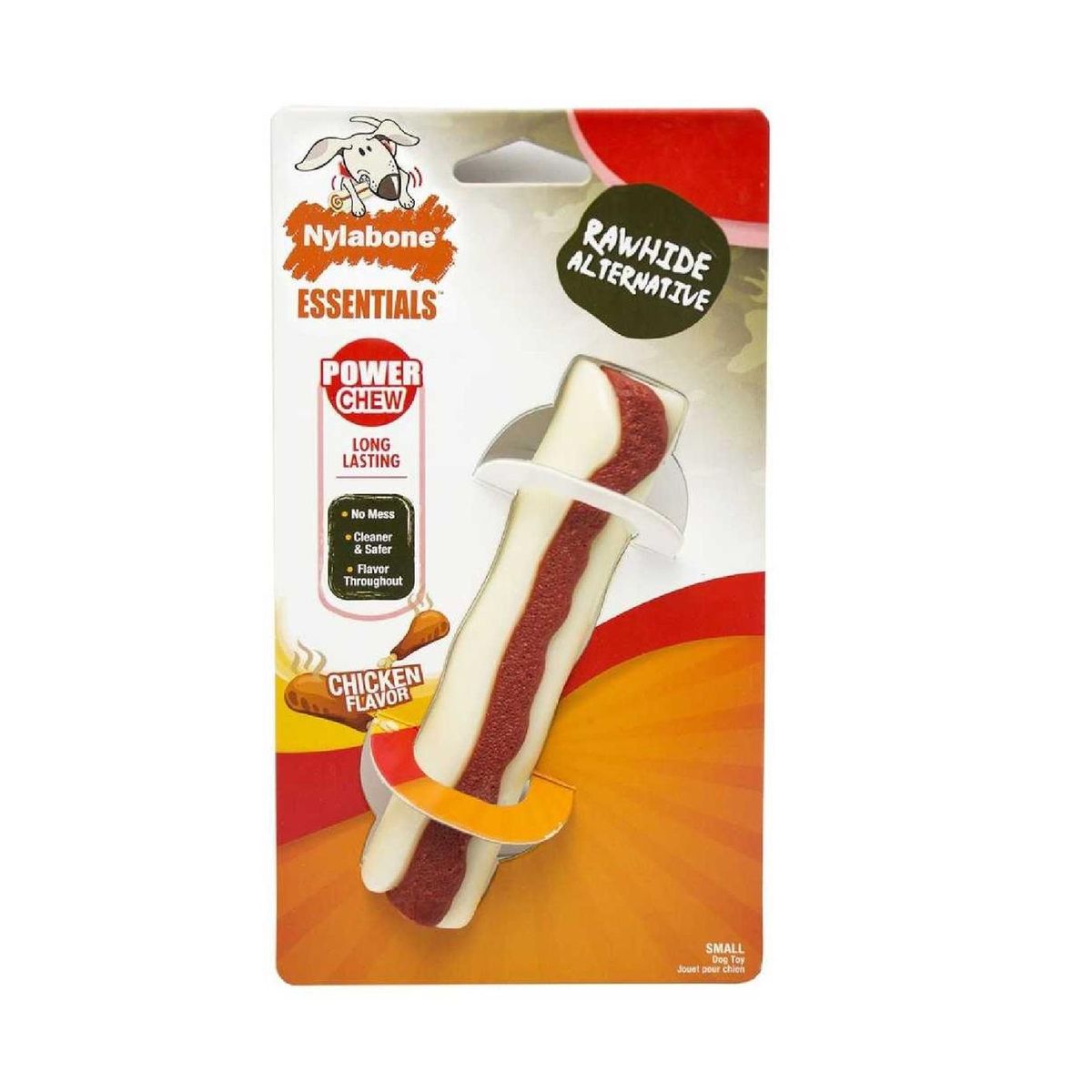 NYLABONE - Hueso Para Perro Tipo Rollo Nylabone Power Chew Sabor Pollo Color Blanco  Rojo
