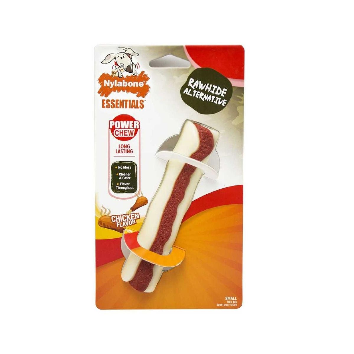 NYLABONE - Hueso Para Perro Tipo Rollo Nylabone Power Chew Sabor Pollo Color Blanco  Rojo