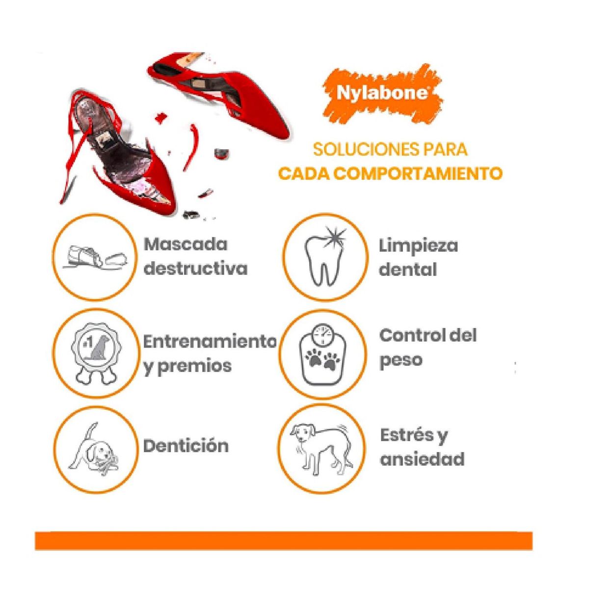 NYLABONE - Hueso Para Perro Tipo Rollo Nylabone Power Chew Sabor Pollo Color Blanco  Rojo