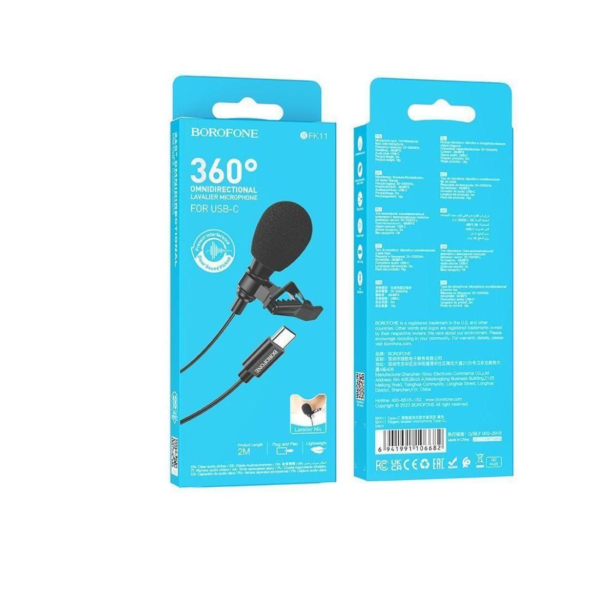 GENERICO - MICROFONO LAVALIER TIPO C BOROFONE NEGRO