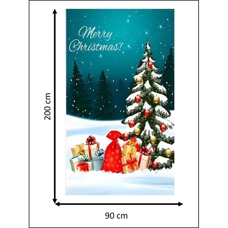 GENERICO - FUNDA NAVIDEÑAS PARA PUERTAS 200 X 90CM DISEÑO ARBOL AZUL MP