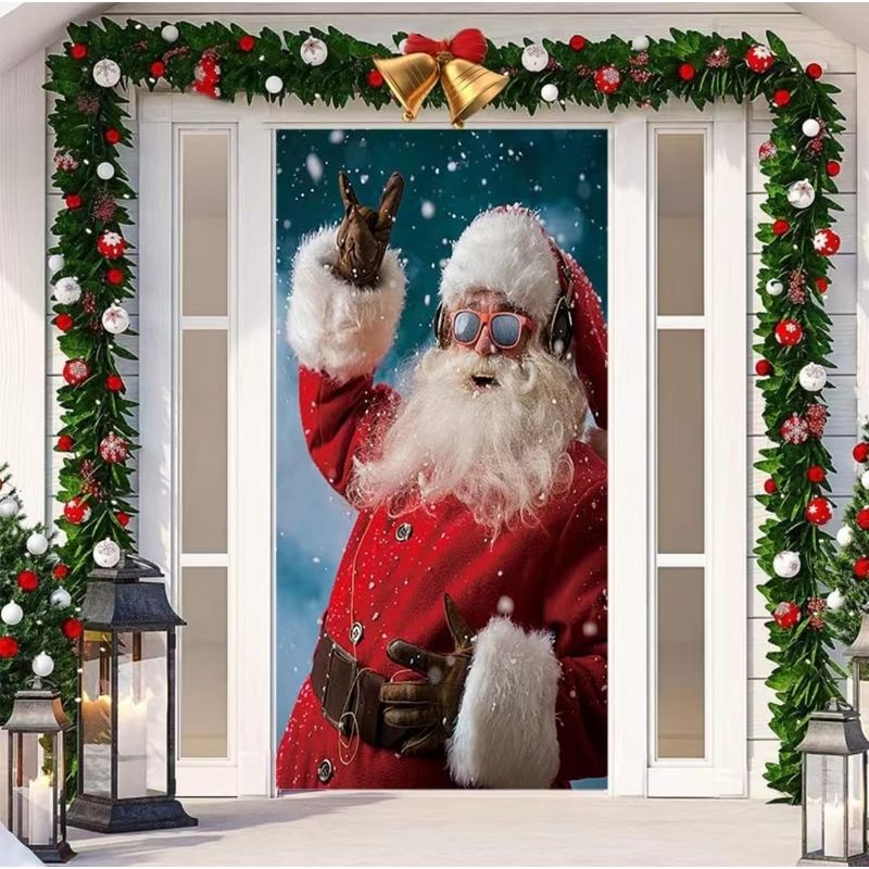 GENERICO - FUNDA NAVIDEÑAS PARA PUERTAS 200 X 90CM DISEÑO SANTA CLAUS MP