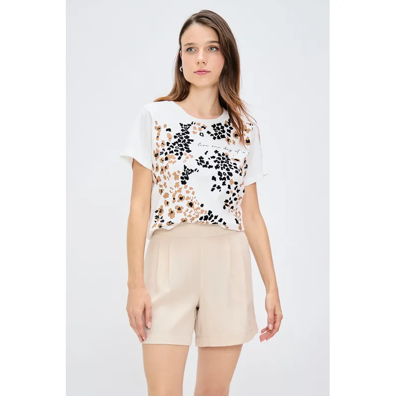 IO - Polera Manga Corta Crudo Mujer Io