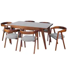 BETA NATIVA - Comedor Ignacia Rectangular Estilo Sónico 6 sillas color miel