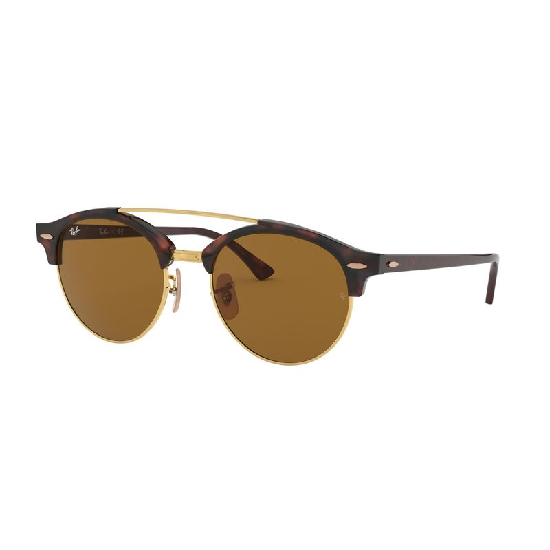 RAY BAN - Lentes de Sol Ray Ban Clubround Double Bridge RB4346 Tortuga/Marrón 51