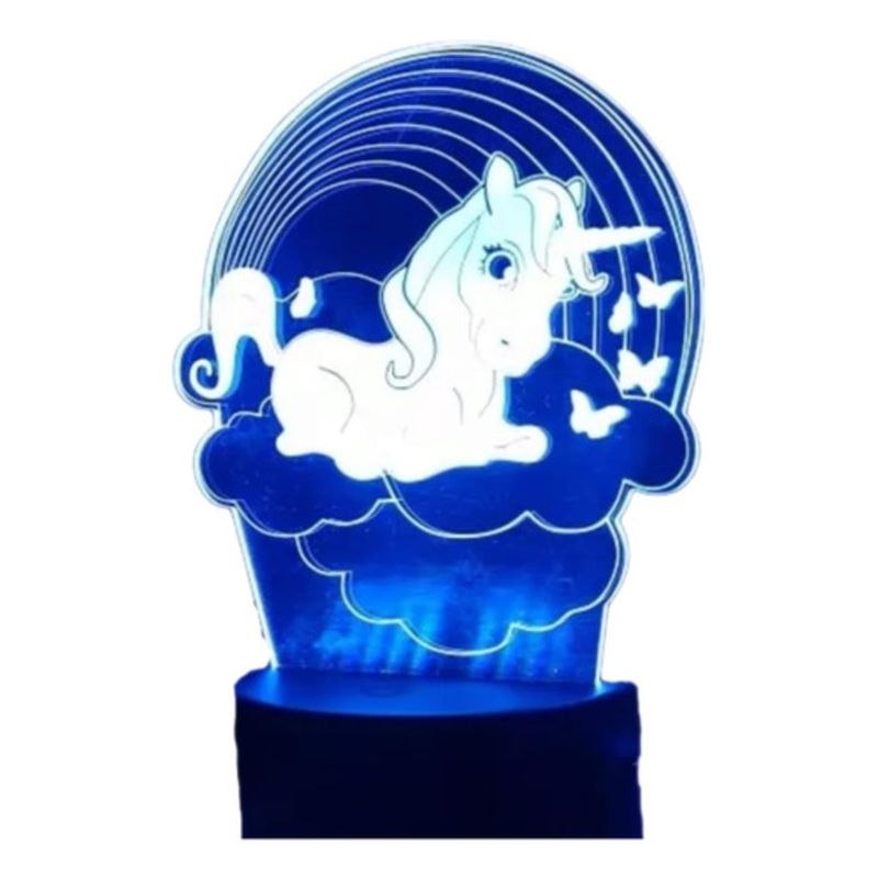 GENERICO - Lampara ilusión 3D Unicornio Arcoiris De 7 Colores