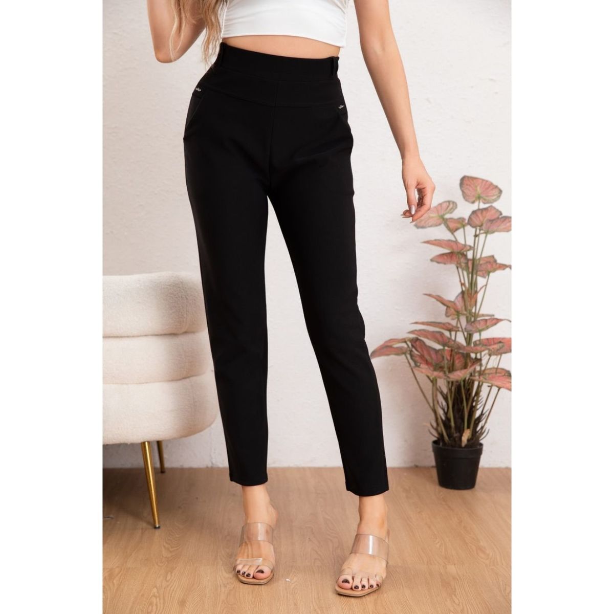 LIKE SHOP - Pantalón Vestir Mujer Semi Formal Calza Pitillo Tiro Alto 7007