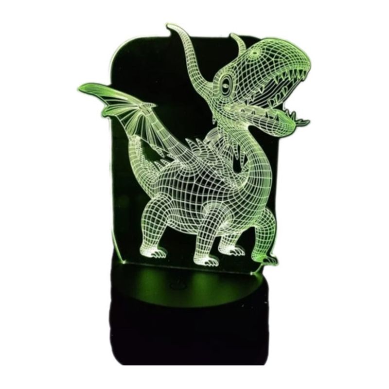 GENERICO - Lampara ilusión 3D Dragon De 7 Colores