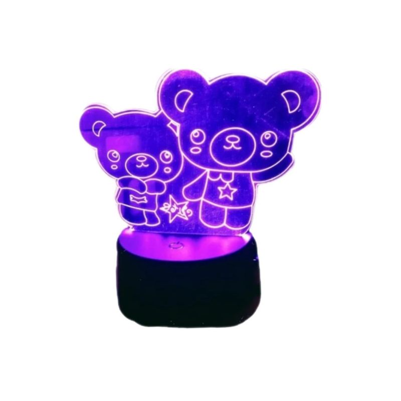 GENERICO - Lampara ilusión 3D Osos De 7 Colores