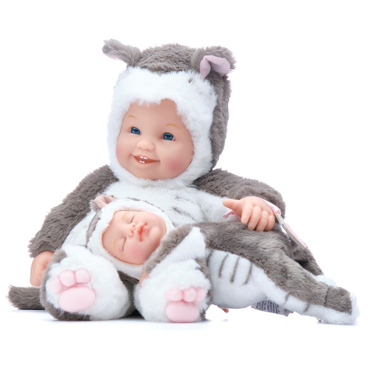 GENERICO - Muñeco Tierno Modelo Bebe Gatita con Hermanita 38 cm-