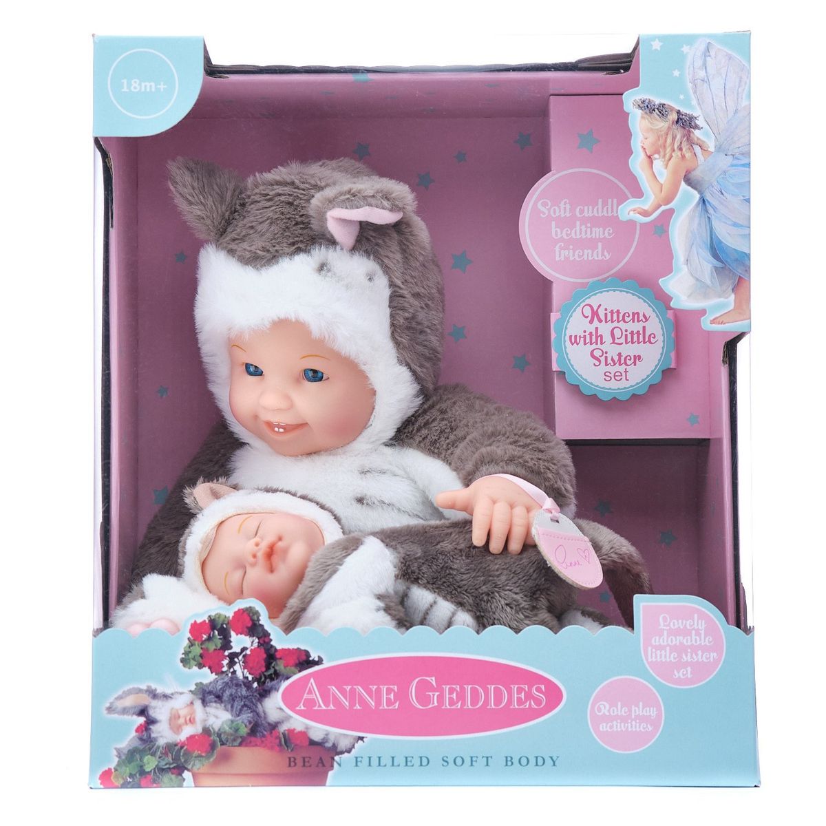 GENERICO - Muñeco Tierno Modelo Bebe Gatita con Hermanita 38 cm-