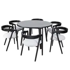 BETA NATIVA - Comedor Ignacia Redondo Estilo Sónico 6 sillas color chocolate